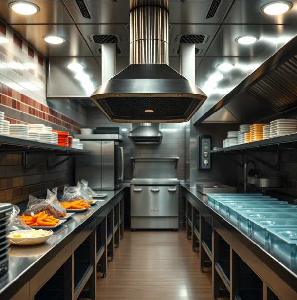 Sistema de extracción de humo en cocinas industriales